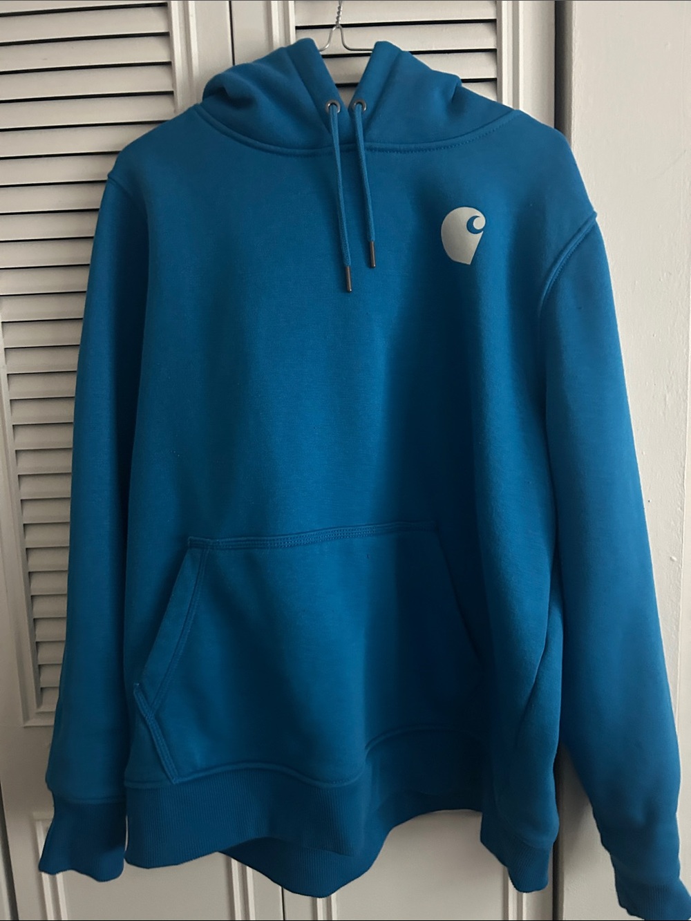 Carhartt Men’s Teal Blue Crewneck Hoodie with Small Logo